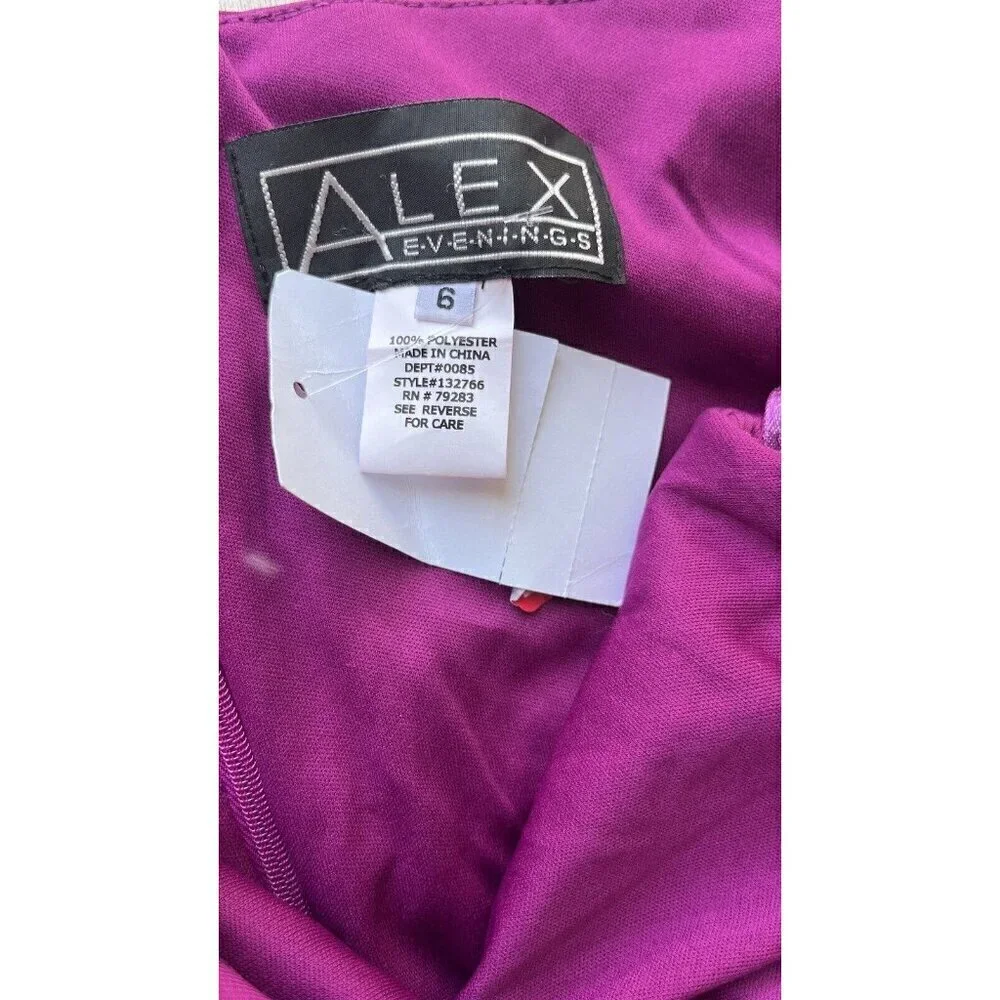 Women's Alex Evenings Shirred Mesh Gown Dress Size 6 Purple NWOT - Picture 3 of 14